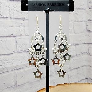 Fashion Earrings Women's/ Clear and Silver Stars/NWT